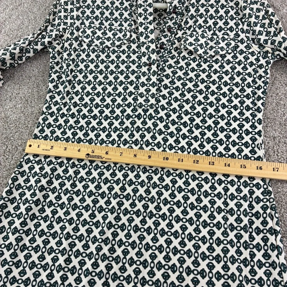 Tory Burch Katie Link Print Shirtdress‎ Rayon Midi Long Sleeve Button Up Size S